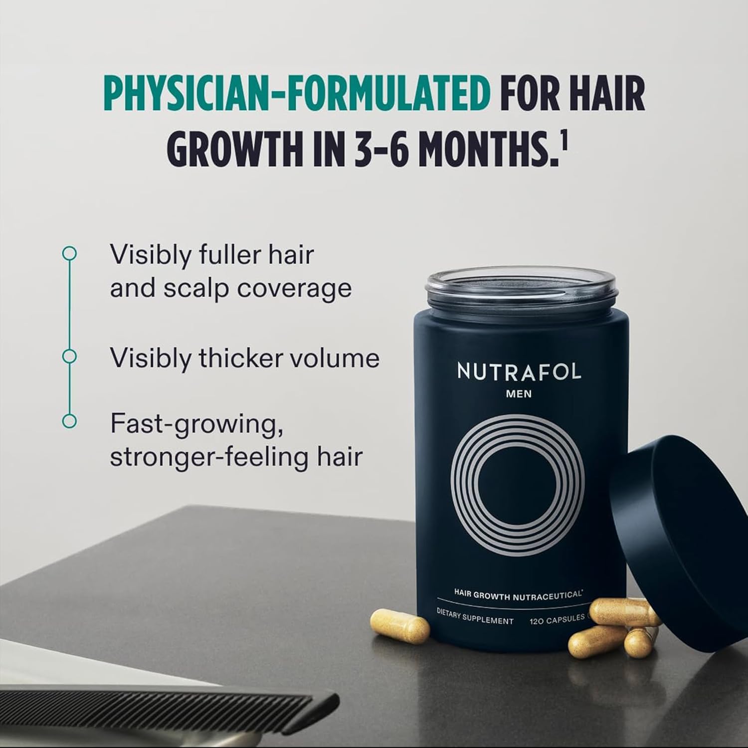 Nutrafol Men's Hair Supplement and Hair Serum - 3 Month Supply, 1.7 Fl Oz Bottle